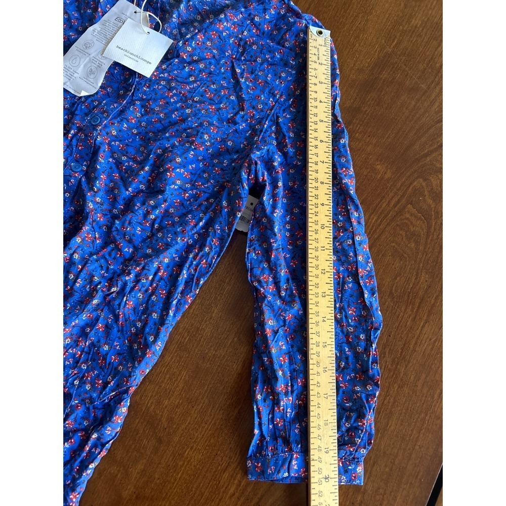 beachlunchlounge Collection Gray Floral Print V Neck Button Up Tunic Top Size 1 - Picture 6 of 7